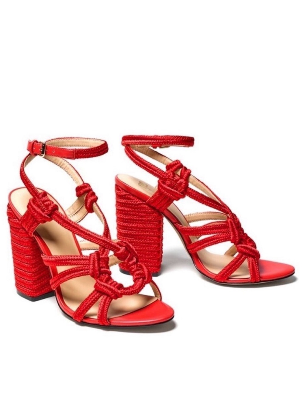 CAbi TIPTOE Knotted Rope Block Heel Sandals Size 7
